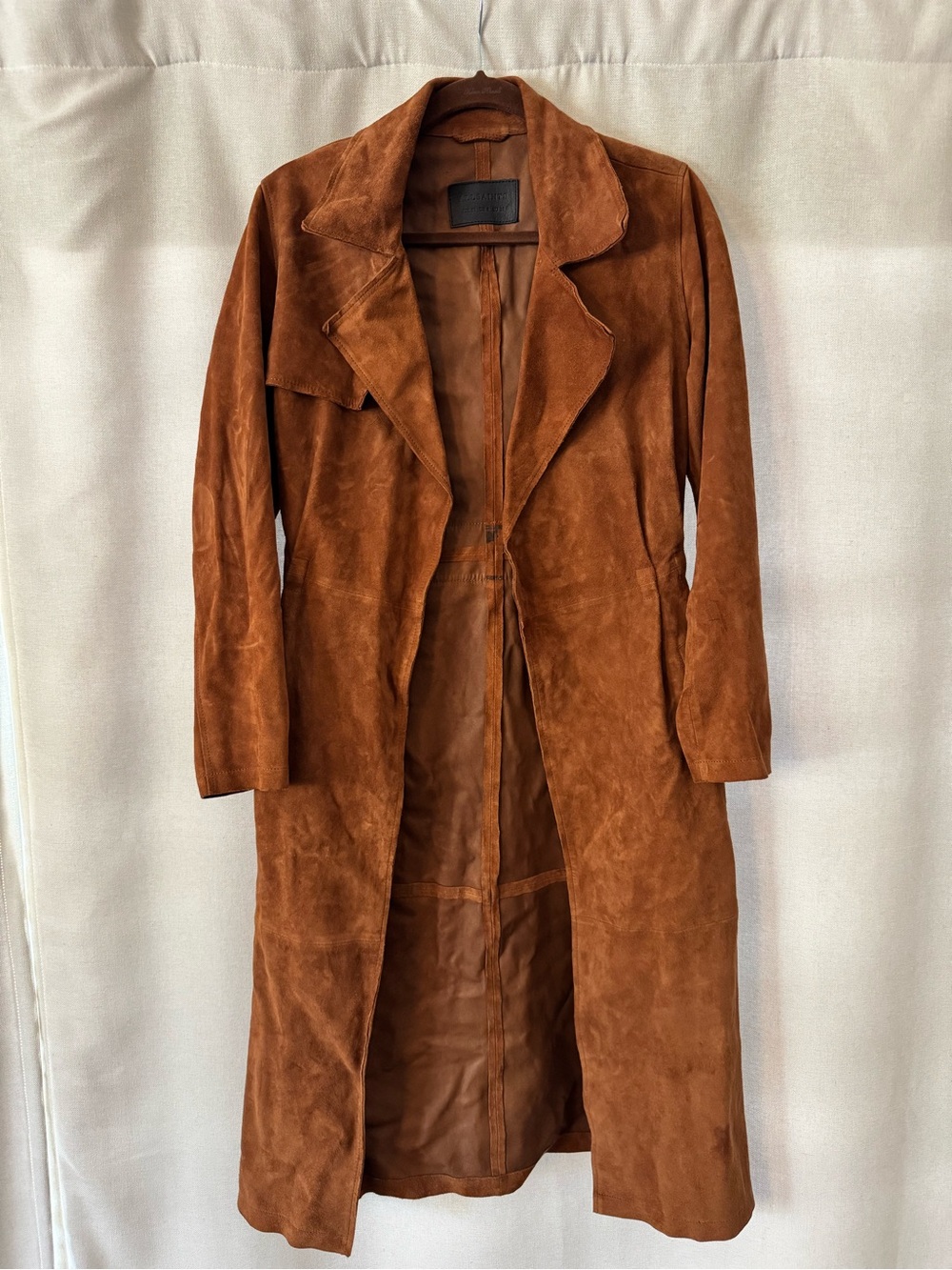 AllSaints Suede Trench Coat - Chestnut